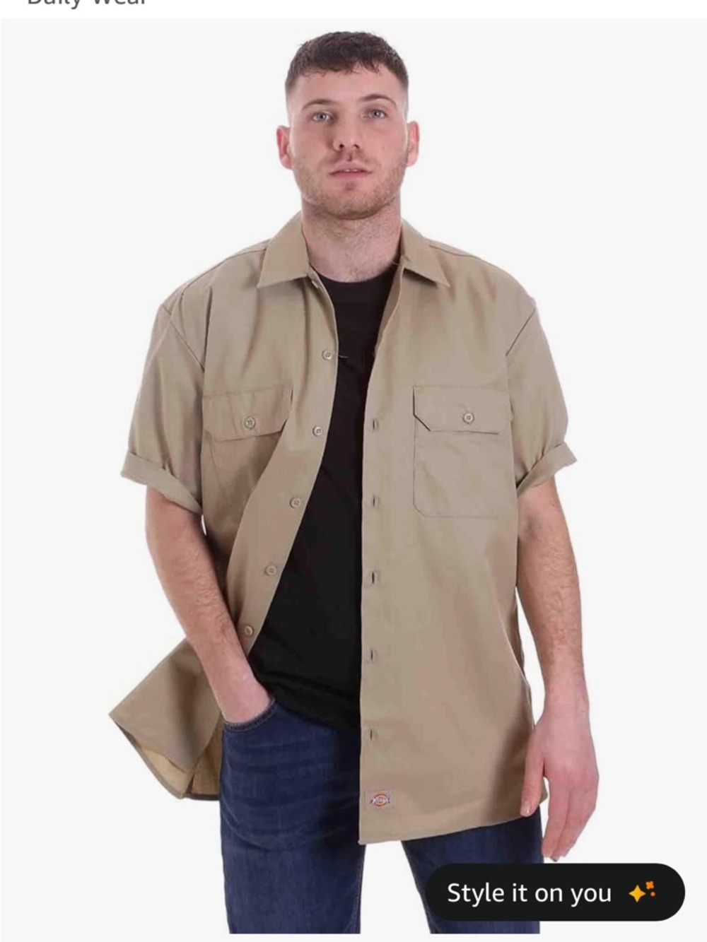 NWT Dickies Men’s Short Sleeve Work Shirt – Durable Twill Button Down Shirts